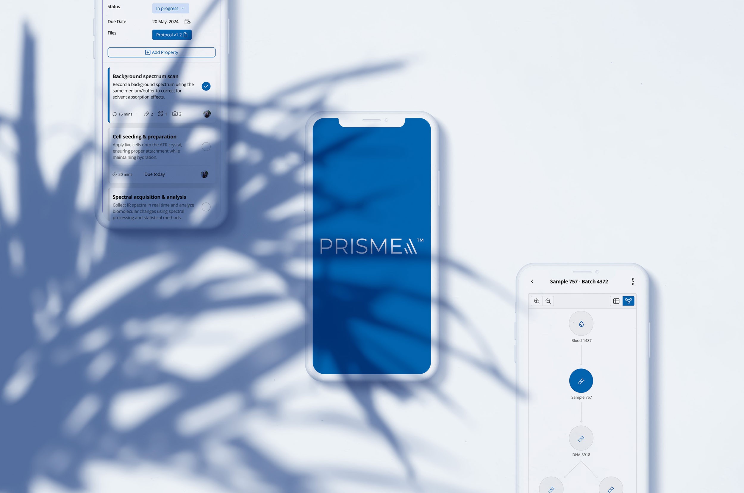 Prismea LIMS shown across tablet and mobile.